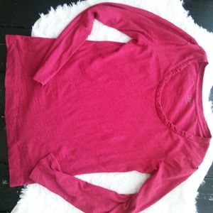 Ann Taylor Loft small Cranberry Red Ruffle Tee